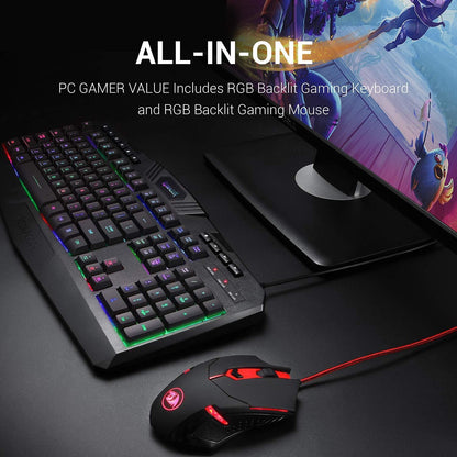 RGB Backlit Gaming Keyboard + Programmable Backlit Gaming Mouse