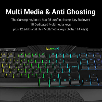 RGB Backlit Gaming Keyboard + Programmable Backlit Gaming Mouse